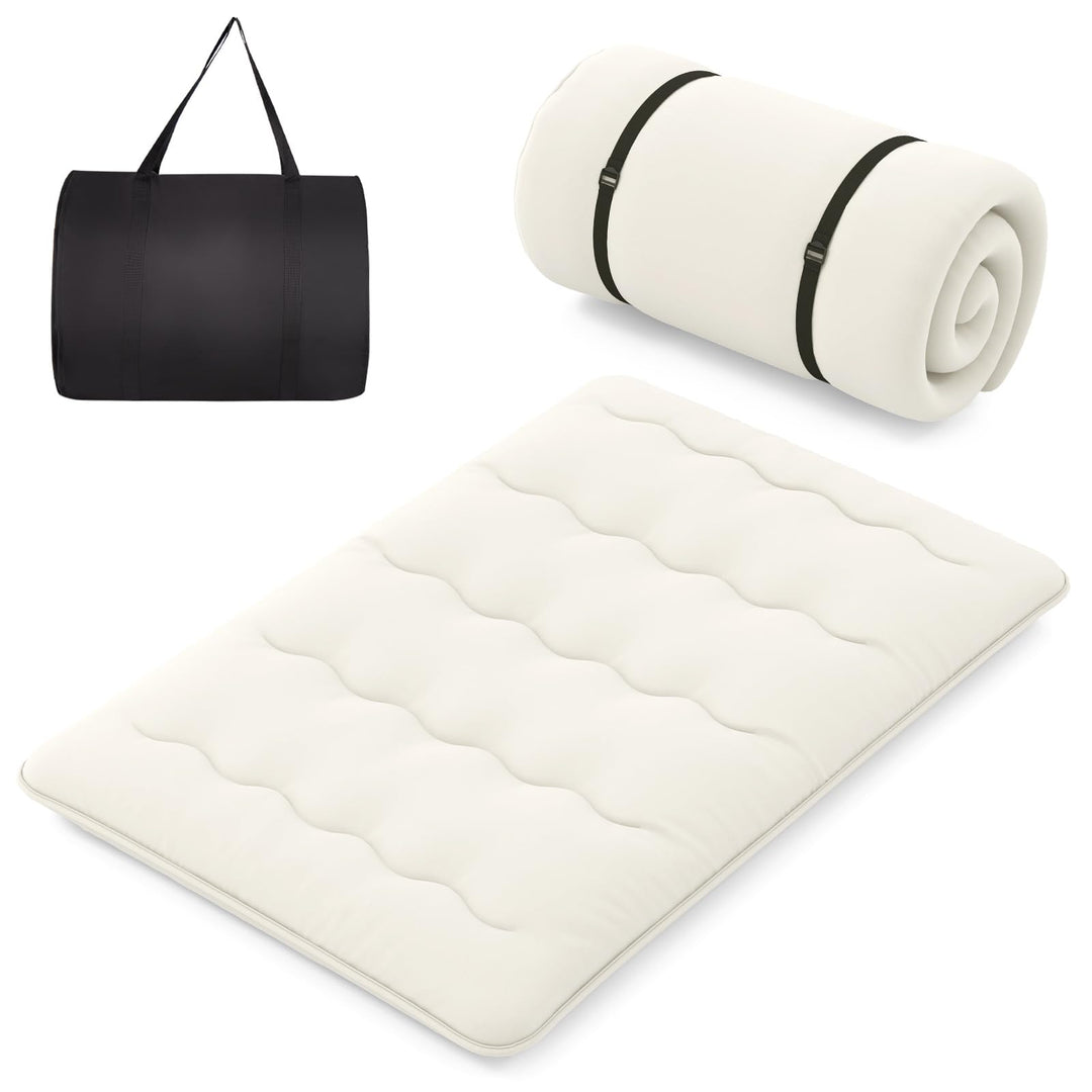COSTWAY Japanische Futon Matratze, Tatami-Matte, Bodenmatratze, Klappmatratze mit waschbarem Bezug,