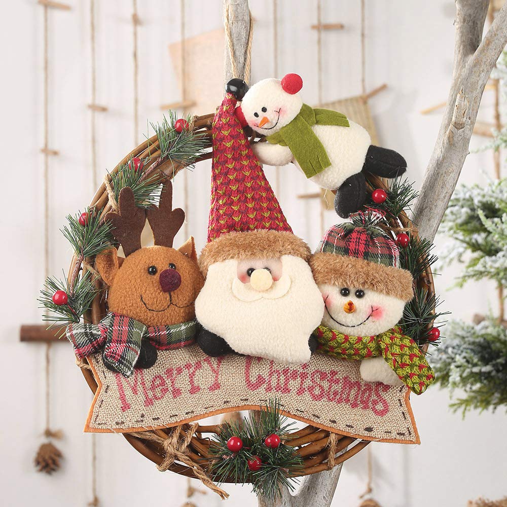 ITODA Weihnachten Kranz Dekoration Weihnachtskranz Schneemann Weihnachtsdeko Elch Weihnachtsgirlande