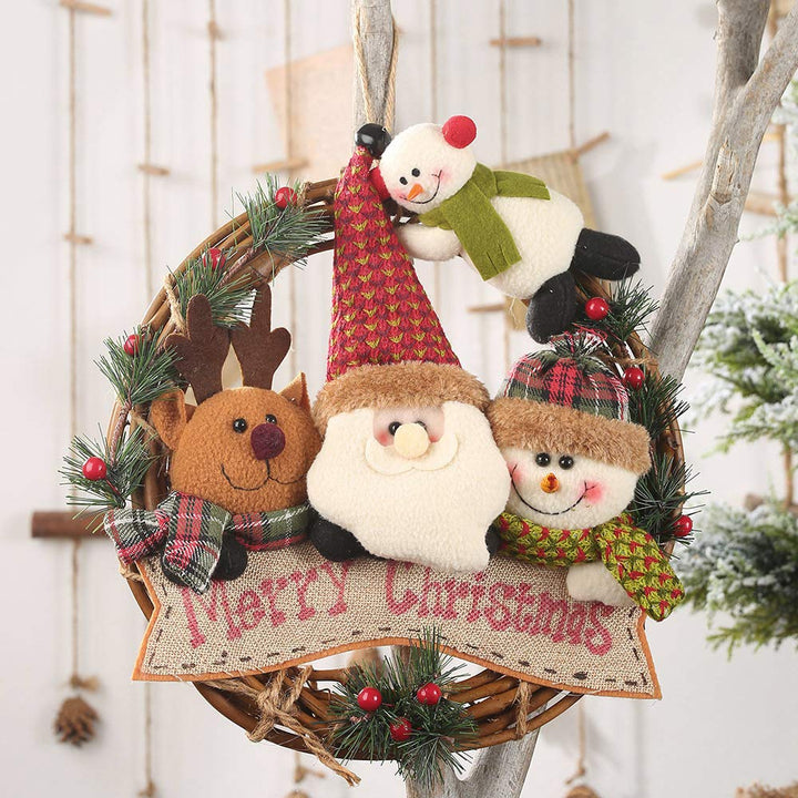 ITODA Weihnachten Kranz Dekoration Weihnachtskranz Schneemann Weihnachtsdeko Elch Weihnachtsgirlande