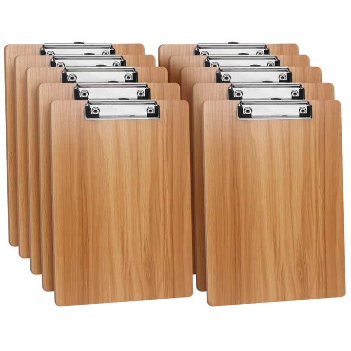 (10 Stück) Klemmbrett Holz A4,Schreibbrett Klemmbretter mit Metalklemme und Aufhängeose, Clipboard S