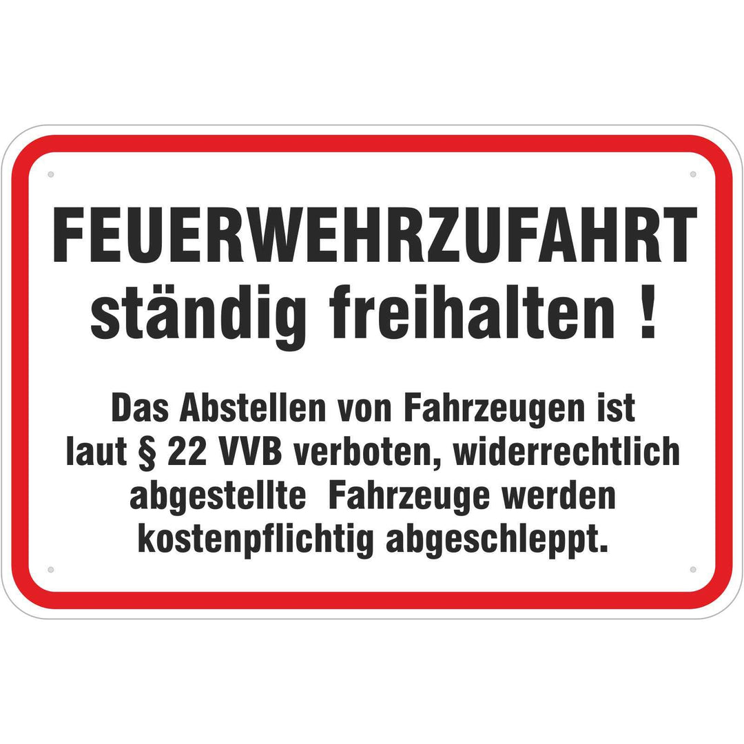 Schild Feuerwehrzufahrt aus Aluminium-Verbundmaterial 3mm stark 40 x 60 cm Achtung Feuerwehrausfahrt