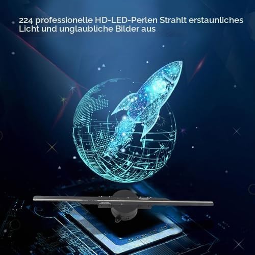 3D Hologramm Lüfter, 16,5 Zoll WiFi 3D Hologramm Projektor, LED Hologramm Display mit 224 LED Lichtp