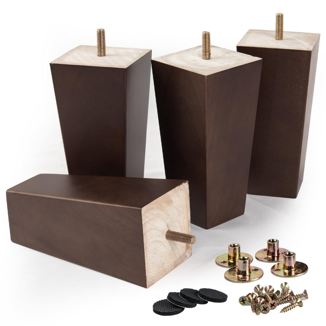 10cm Holz Tischbeine, La Vane 4 Stück Walnuss Massivholz Pyramide Ersatz Möbelfüsse Möbelbeine mit v