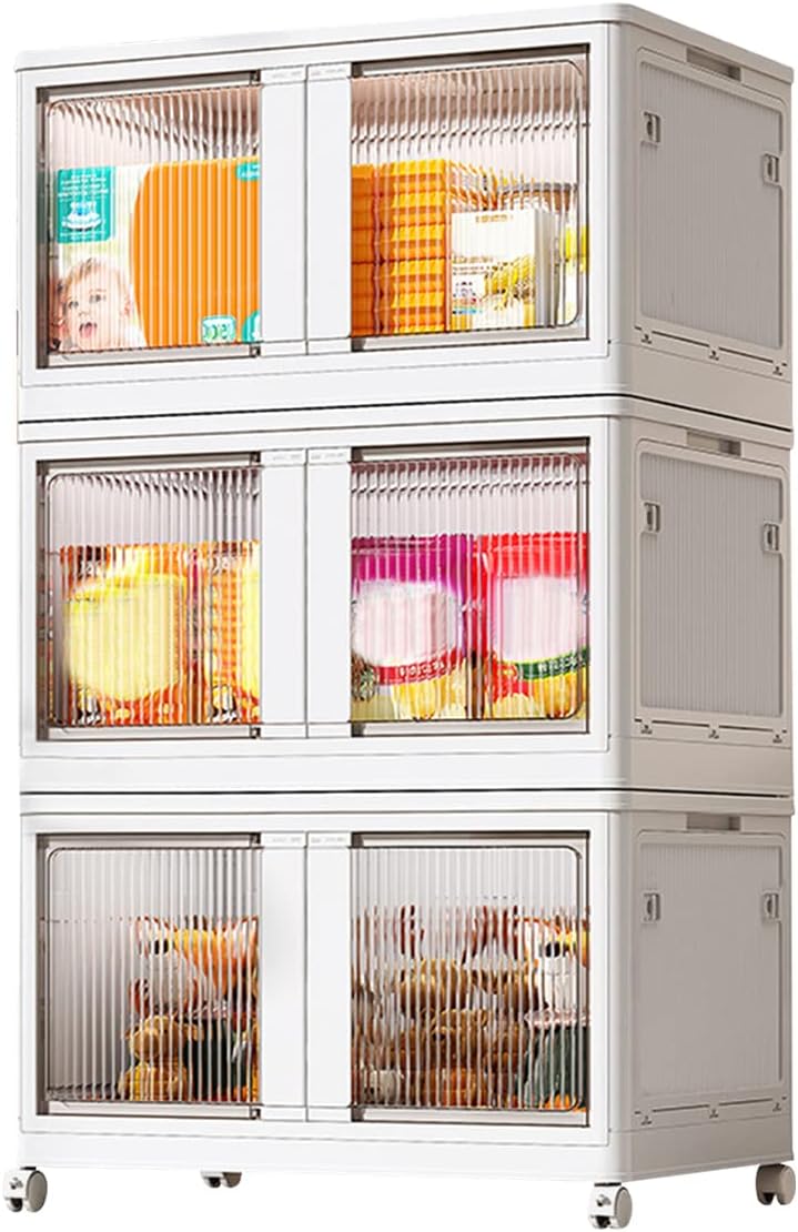 Ergocar Faltbare Aufbewahrungsbox, Stapelbare Kunststoff Aufbewahrungsbox mit Rollen, Fünfseitige Öf