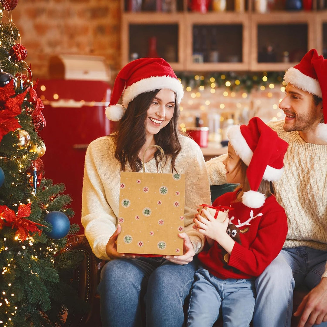 Switory 24 Stück Weihnachten Geschenktüten, 6 Stil Weihnachten kleine Papiertüten mit Griffen für We