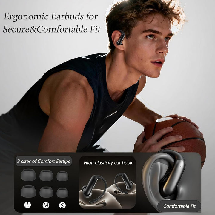 Bluetooth 6.0 Kopfhörer Sport,Kopfhörer Kabellos HiFi Immersive Sound,75 Std Spielzeit,LED-Anzeige,I