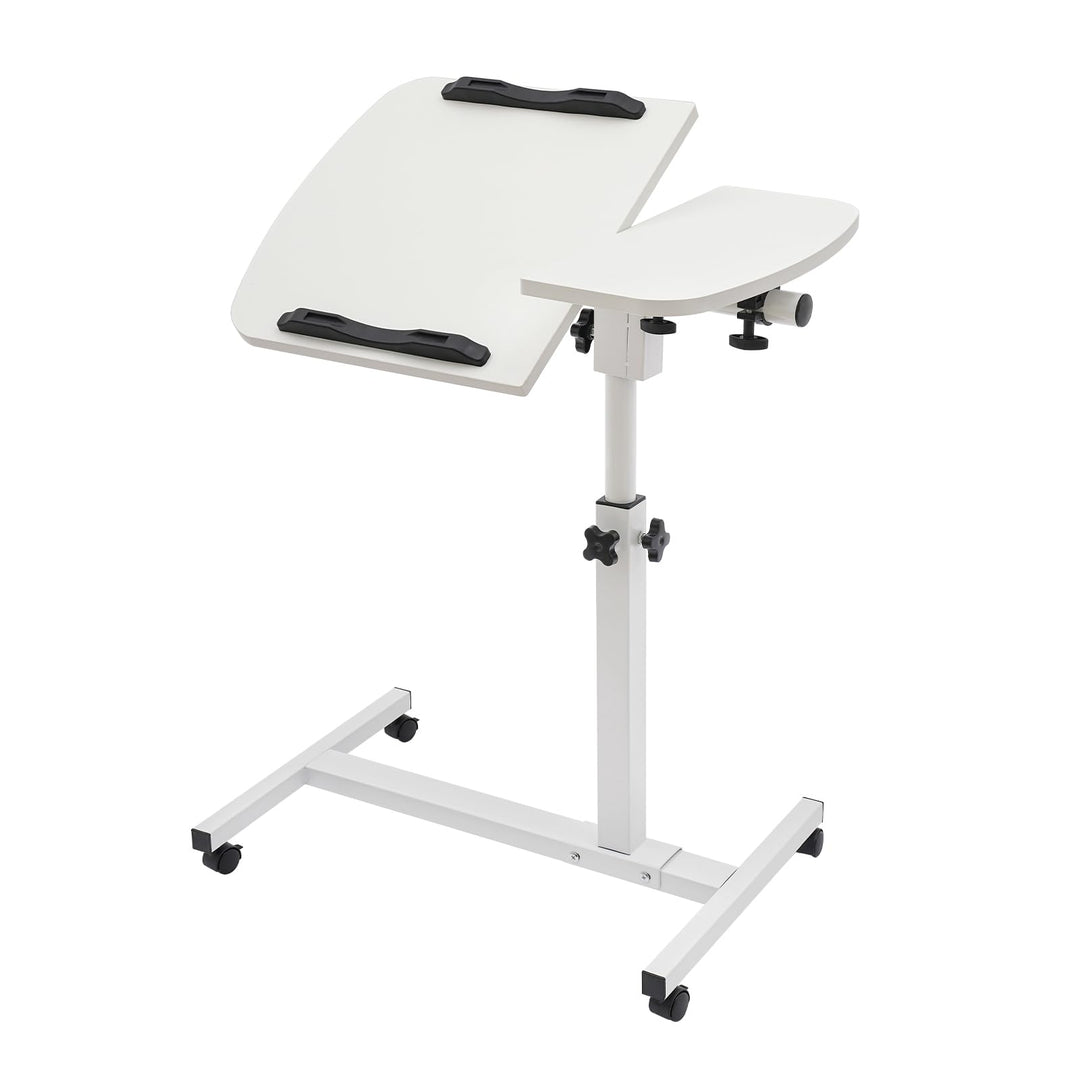DDZcozy Computertisch Höhenverstellbar Laptoptisch mit Rollen Weiss Schreibtisch Beistelltisch für W