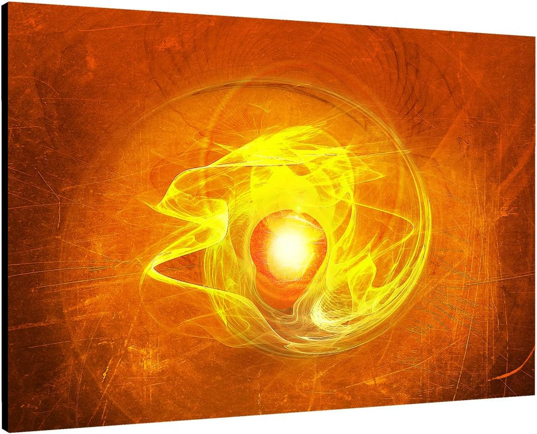 Paul Sinus Art 60x80cm Abstrakt032_Leinwandbild orange gelb Abstrakte Kunst - Der Sonnenpfad - Kunst