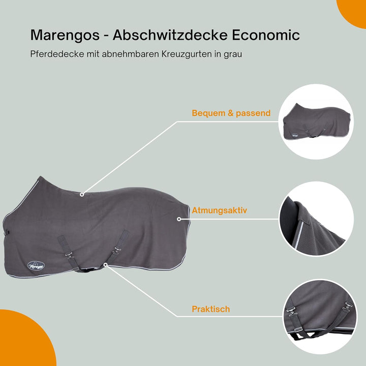 Marengos - Abschwitzdecke Economic mit abnehmbarem Kreuzgurt fürs Pferd ist atmungsaktiv Fleecedecke