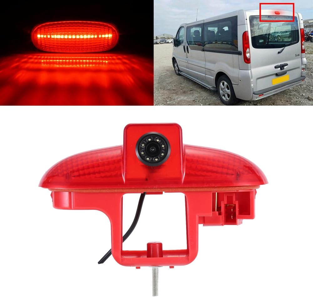 HD Bremsleuchte Rückfahrkamera Set mit Rückspiegel Monitor, Rückfahrkamera Ersatz für Renault Trafic