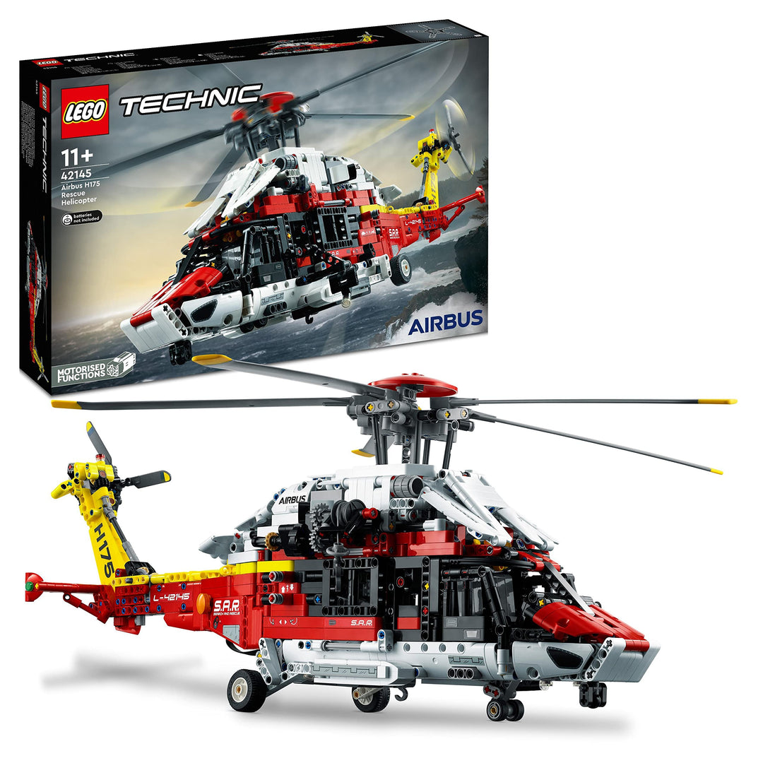 LEGO 42145 Technic Airbus H175 Rettungshubschrauber, Modellbausatz für Kinder, drehbare Rotoren und