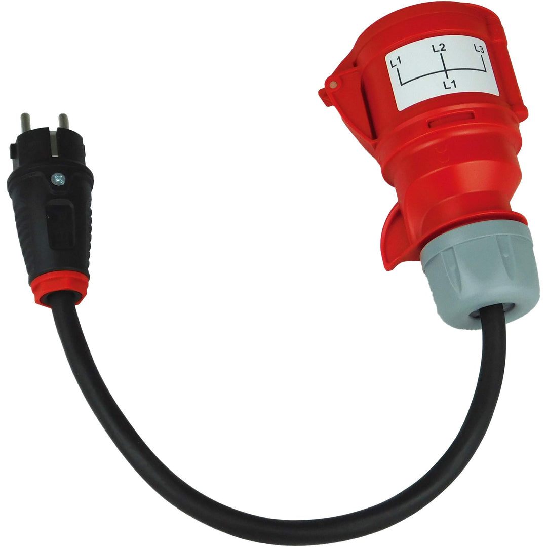 NWP Messadapter Prüfadapter Schuko Stecker auf 32A CEE Kupplung 5-Polig für DGUV V3 VDE 0701/0702 -
