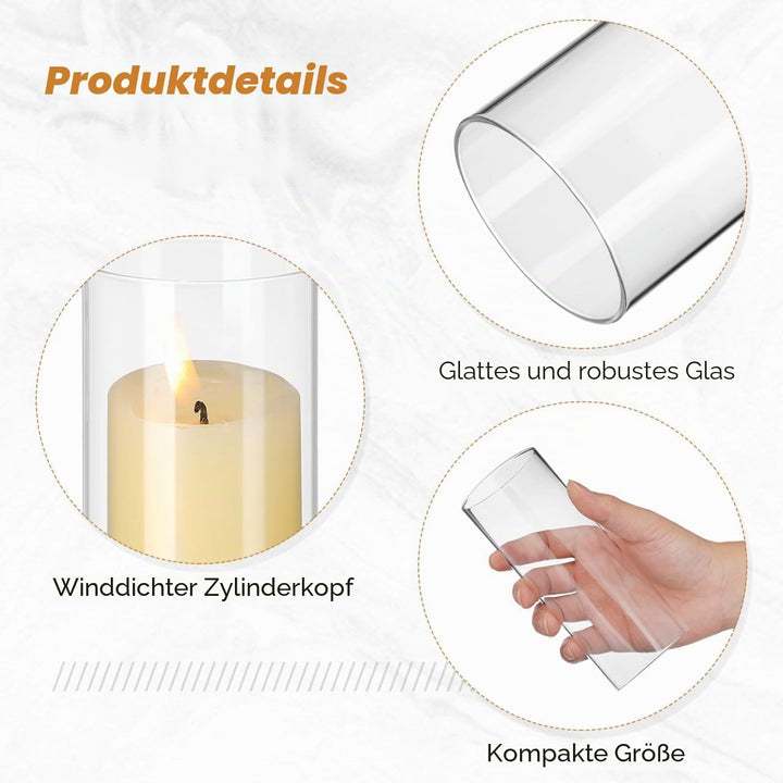 SEWACC Glaszylinder Für Kerzen 6cm Kerzenglas Kerzenhalterglas 4Pcs 15X6cm Transparent Kerzenhalter