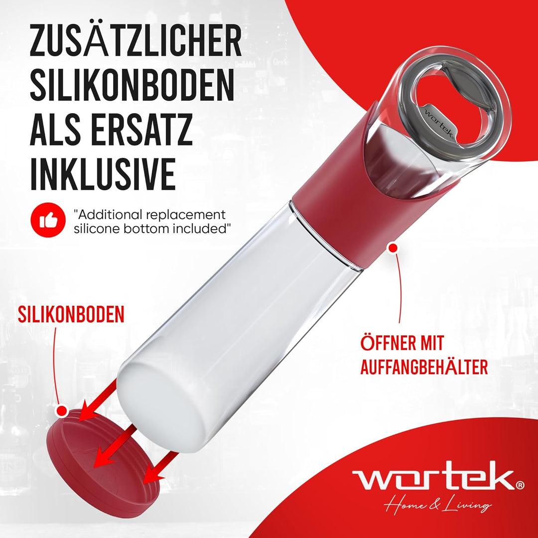 wortek Flaschenöffner mit Auffangbehälter - Bieröffner Bierflaschenöffner Kronkorken Sammler Bar Zub