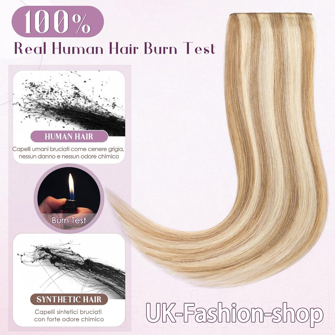 UK-Fashion-Shop Extensions Echthaar Clip in Blond 45cm Clip in Extensions Echtahhar 1 Tresse Invisib