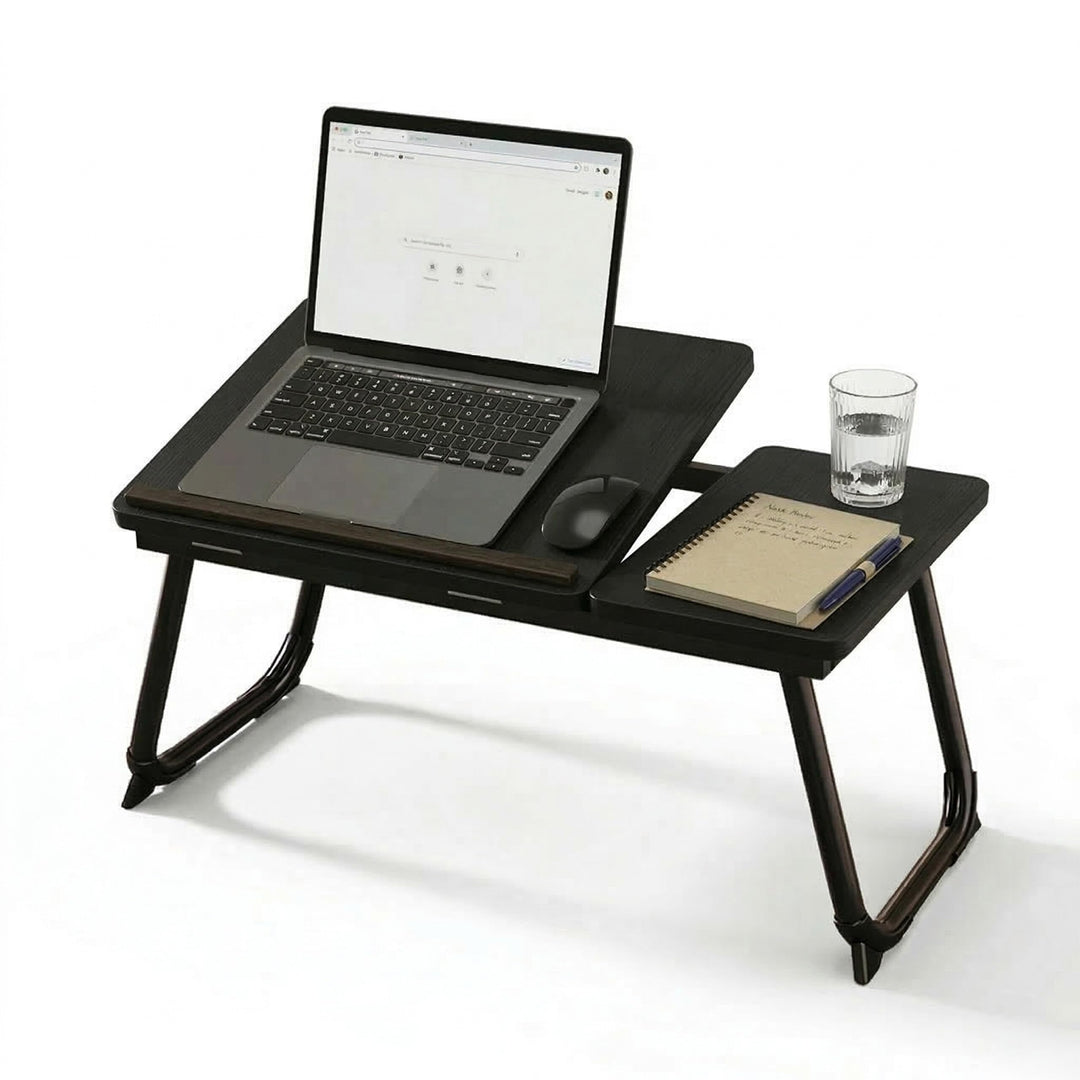Relaxdays Laptoptisch für Bett & Couch, klappbarer Betttisch, Holzoptik, höhenverstellbar, Betttable