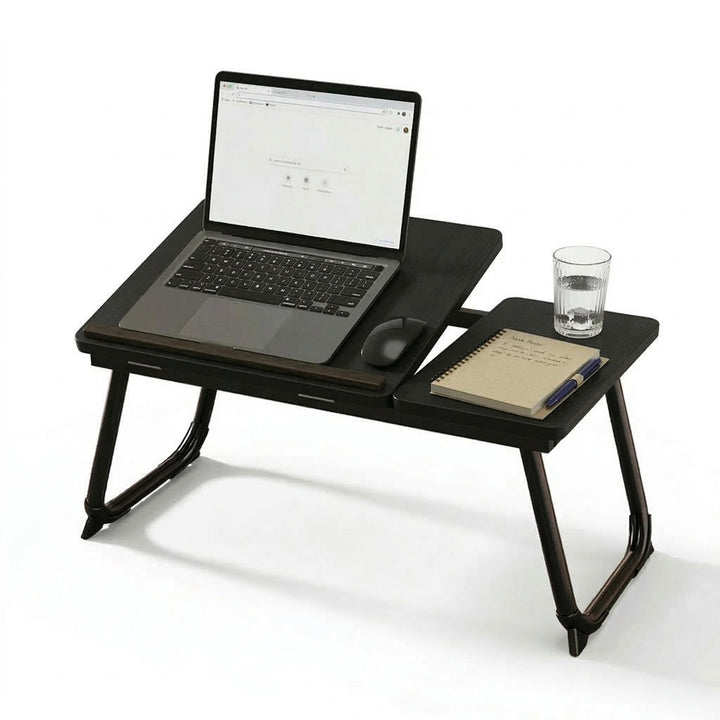 Relaxdays Laptoptisch für Bett & Couch, klappbarer Betttisch, Holzoptik, höhenverstellbar, Betttable