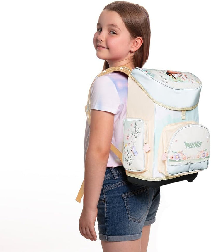 MUWO Kinder Schulranzen Set 5tlg. ergonomischer Leichter Schulrucksack mit Sporttasche, Turnbeutel,