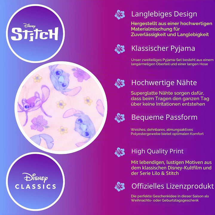 Disney Stitch Bademantel für Mädchen, Warmer und Weicher Fleece Morgenmantel Geschenk für Mädchen, G