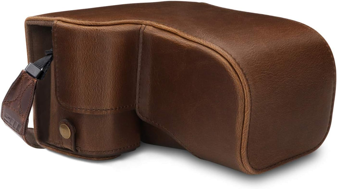 MegaGear Ever Ready Leder Kameratasche mit Trageriemen kompatibel mit Sony Alpha A6100, A6400 (18-13