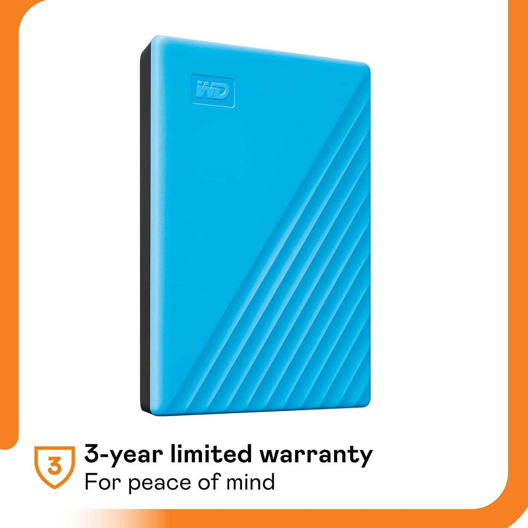 WD My Passport externe Festplatte 2 TB (mobiler Speicher, schlankes Design, herunterladbare Software