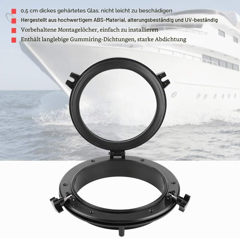 GAESHOW 26.5CM Marine Bullauge Runde schwarz Portlight Stalinit Fenster Universal für Boot Yacht Ers