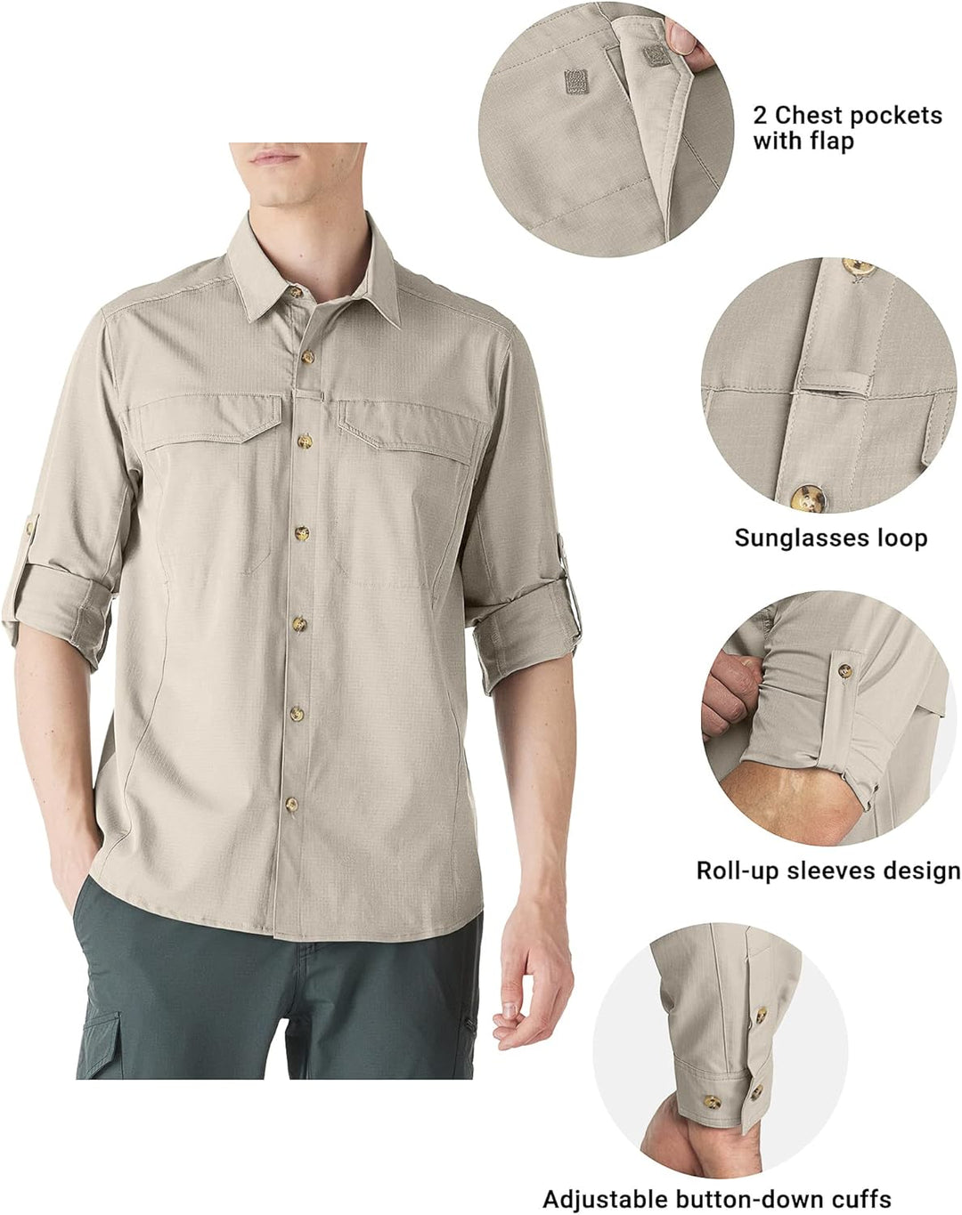 Outdoor Ventures Hemd Herren Freizeithemd Langarm Outdoor Shirt Atmungsaktive Schnell Trocknende Fun