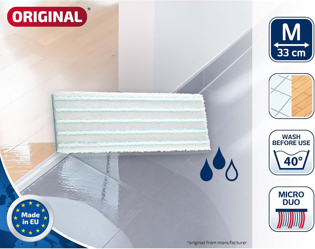 Leifheit Original Wischpad Picobello M Micro Duo Wischbezug für Glatte Böden, Wischer Bezug aus Mikr
