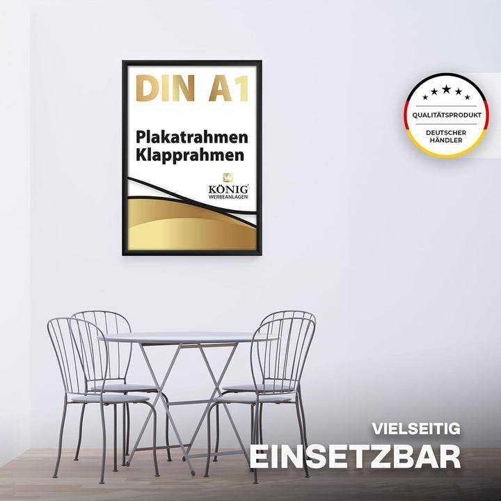 Dreifke Plakatrahmen DIN A1 | 25mm Alu Profil, eckig | schwarz | inkl. entspiegelter Schutzscheibe |