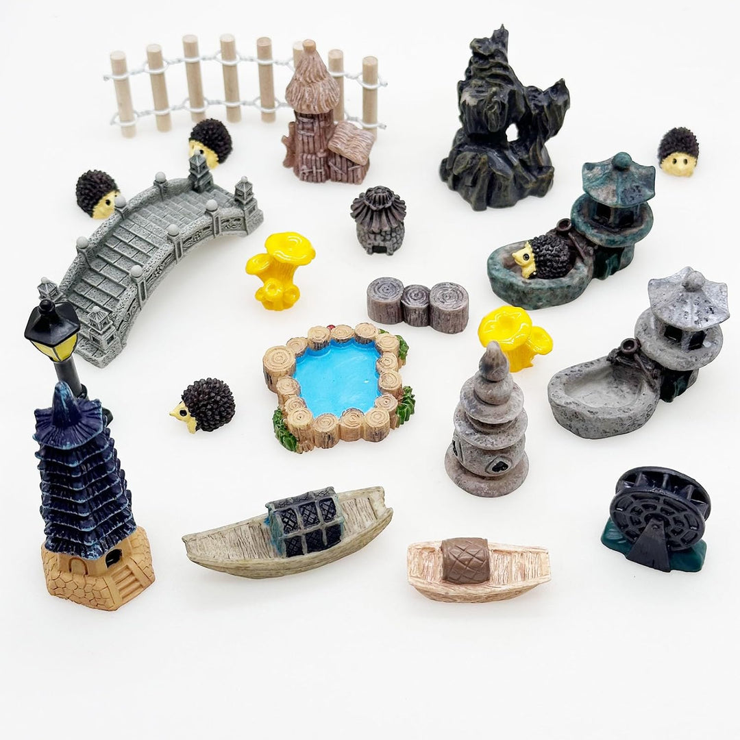 Cayway Mini Zen Miniatur Garten Miniatur Garten Deko Miniatur Gartenzubehör Ornamente, Garten Gras M