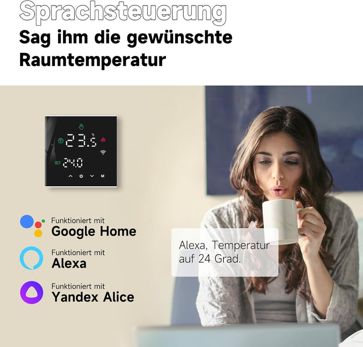 Beok Thermostat Heizung Smart, WiFi Thermostate Fussbodenheizung für Warmwasserbereitung Programmier