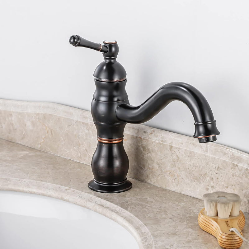 BOAOTX Wasserhahn Bad Schwarz Retro, Waschtischarmatur 360° Schwenkbar, Waschbeckenarmatur Badarmatu
