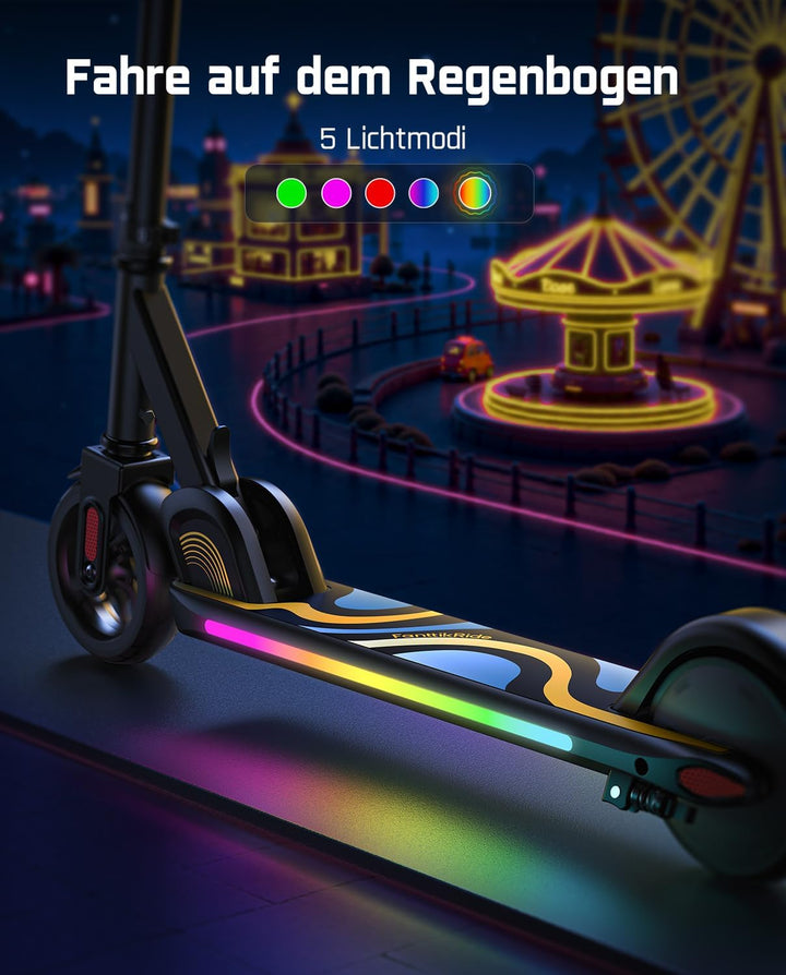 FanttikRide C9 Pro E Scooter Kinder ab 8 Jahren, Bunte Regenbogenlichter E Roller für Jungen und Mäd