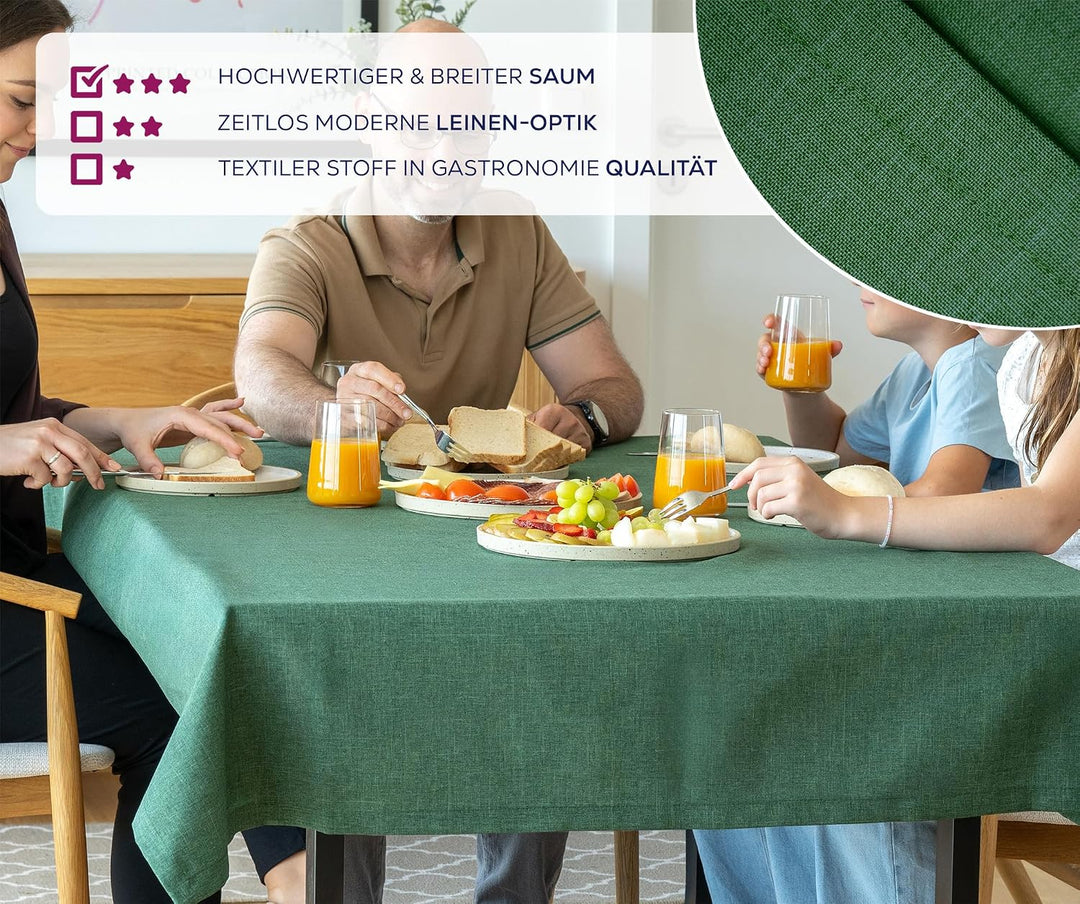 BEAUTEX fleckenabweisende und bügelfreie Tischdecke - Tischtuch mit Lotuseffekt - Tischwäsche in Lei