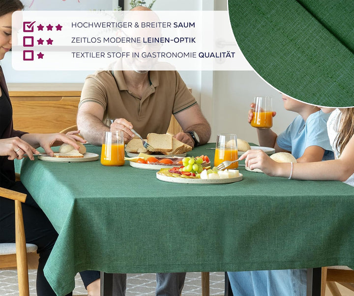 BEAUTEX fleckenabweisende und bügelfreie Tischdecke - Tischtuch mit Lotuseffekt - Tischwäsche in Lei