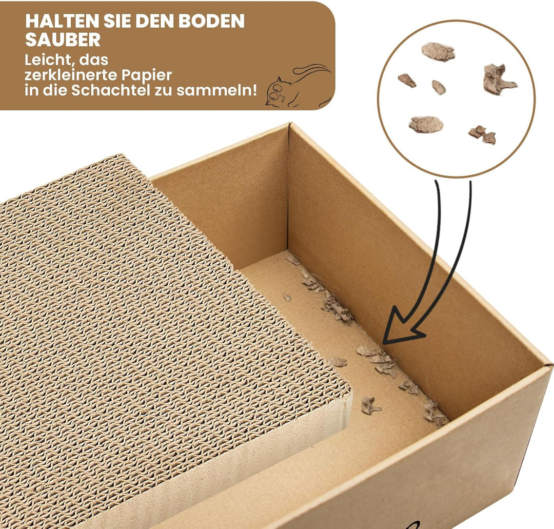 Ycozy Kratzbrett Katze mit Box und 5 Kratzbrettern, Gross Doppelseitige Kratzpappe für Katzen Hochwe