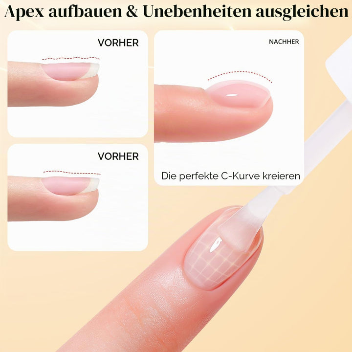 Nicedeco 4 in 1 Gummi-Basen-Gel-Set Für Nägel, Nude Rose Pink Transparentes Gel-Nagellack UV LED Aus
