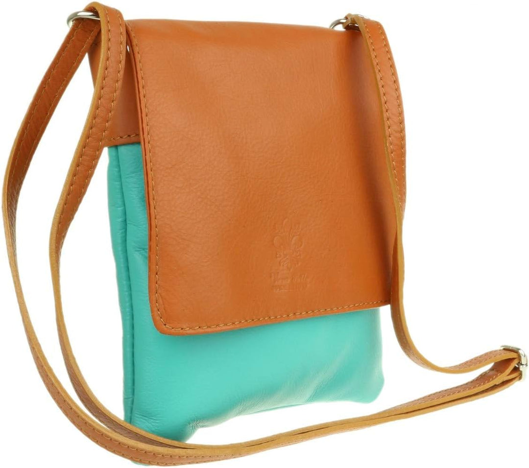 Girly Handbags Umhängetasche aus echtem Leder Blaugrünes Tan, Blaugrünes Tan