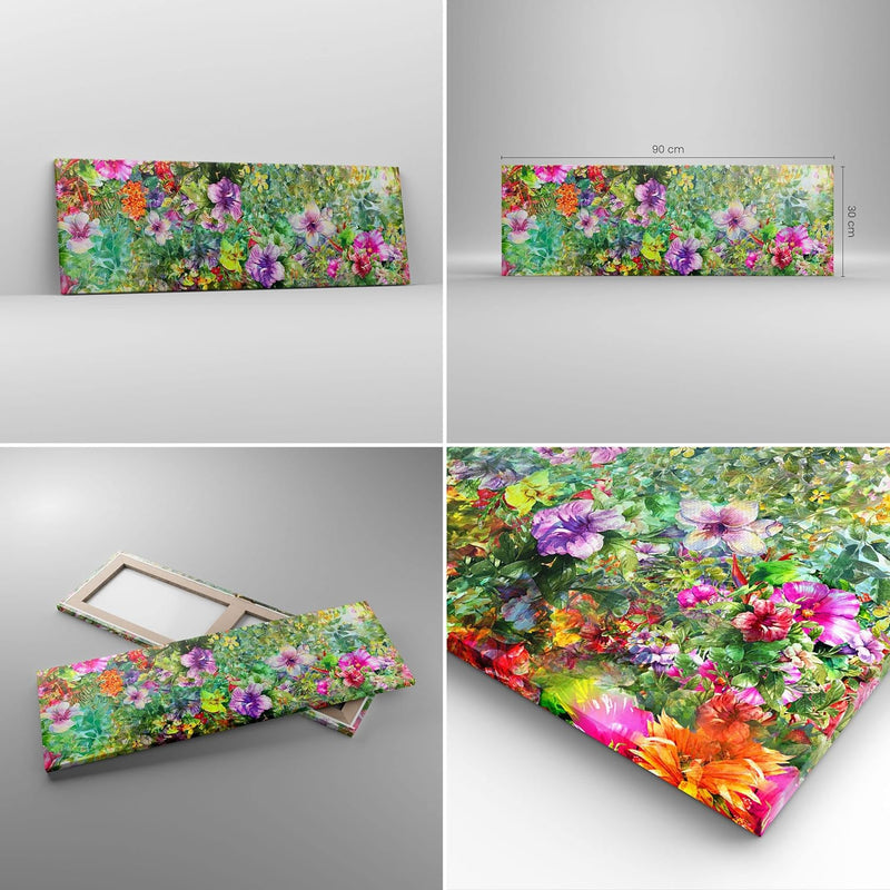 Panorama Bilder auf Leinwand blume sommer natur Leinwandbild 90x30cm Wandbilder Dekoration Wohnzimme