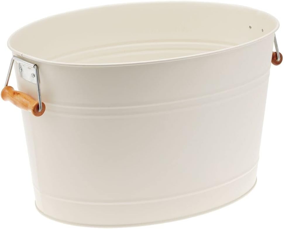 mDesign Weinkühler - Dekorativer Sektkübel mit Holzgriffen - Idealer Eiskübel für Wein, Bier, Sekt o