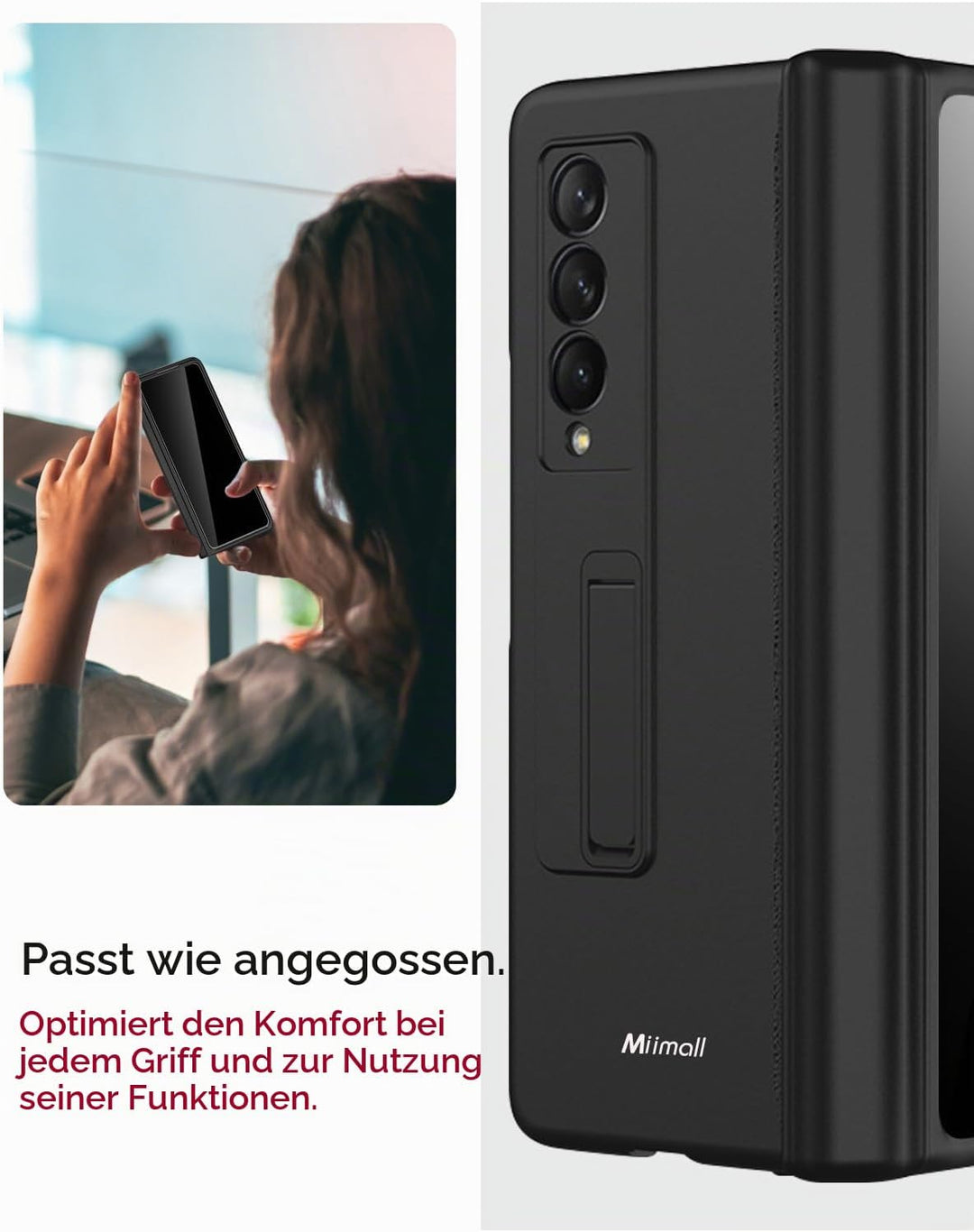 Miimall Kompatibel mit Samsung Galaxy Z Fold 3 Hülle mit Displayschutz Anti-Peeping+Magnetischer Sch