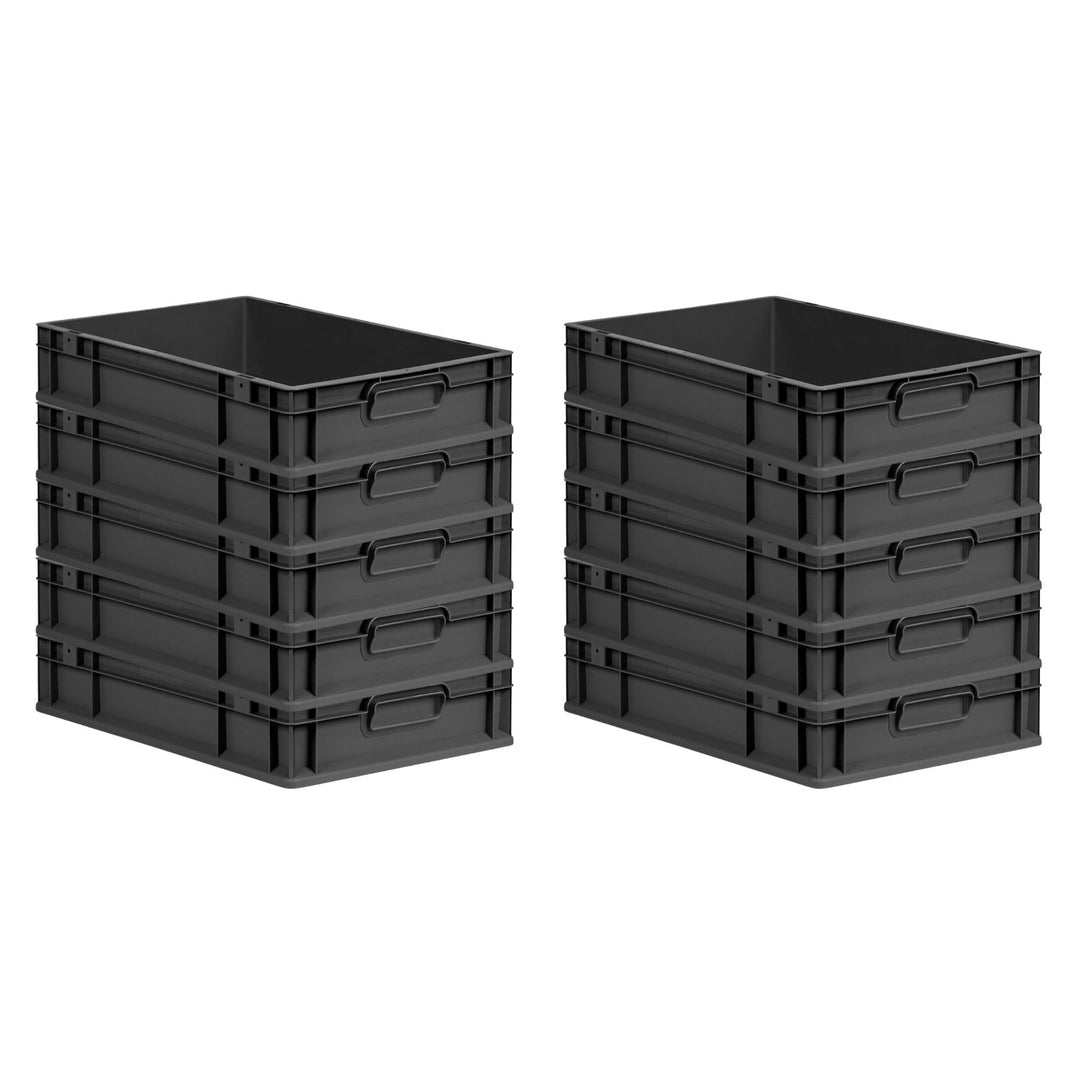 PROREGAL SparSet 10x Eurobox NextGen Grip | HxBxT 12x40x60cm | 23 Liter | Griffe geschlossen | Schwa