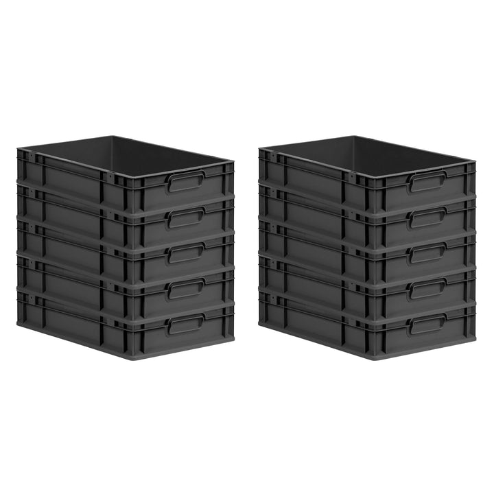PROREGAL SparSet 10x Eurobox NextGen Grip | HxBxT 12x40x60cm | 23 Liter | Griffe geschlossen | Schwa