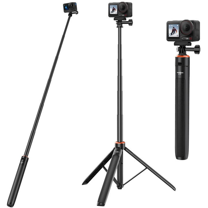 136cm Selfie Stick Stativ Set für DJI Osmo Action 5 Pro/4/3, Osmo 360, 2-in-1 Erweiterung Reisestati