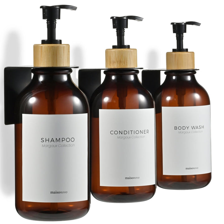 MaisoNovo Shampoo Flaschen zum befüllen – Duschseifen Seifenspender Wandbefestigung – 500 ml Set mit