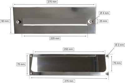 KOTARBAU® Briefeinwurf-Klappe für Haustüren 275 x 90 mm Aussen-Einwurfblende Zeitungsklappe Edelstah