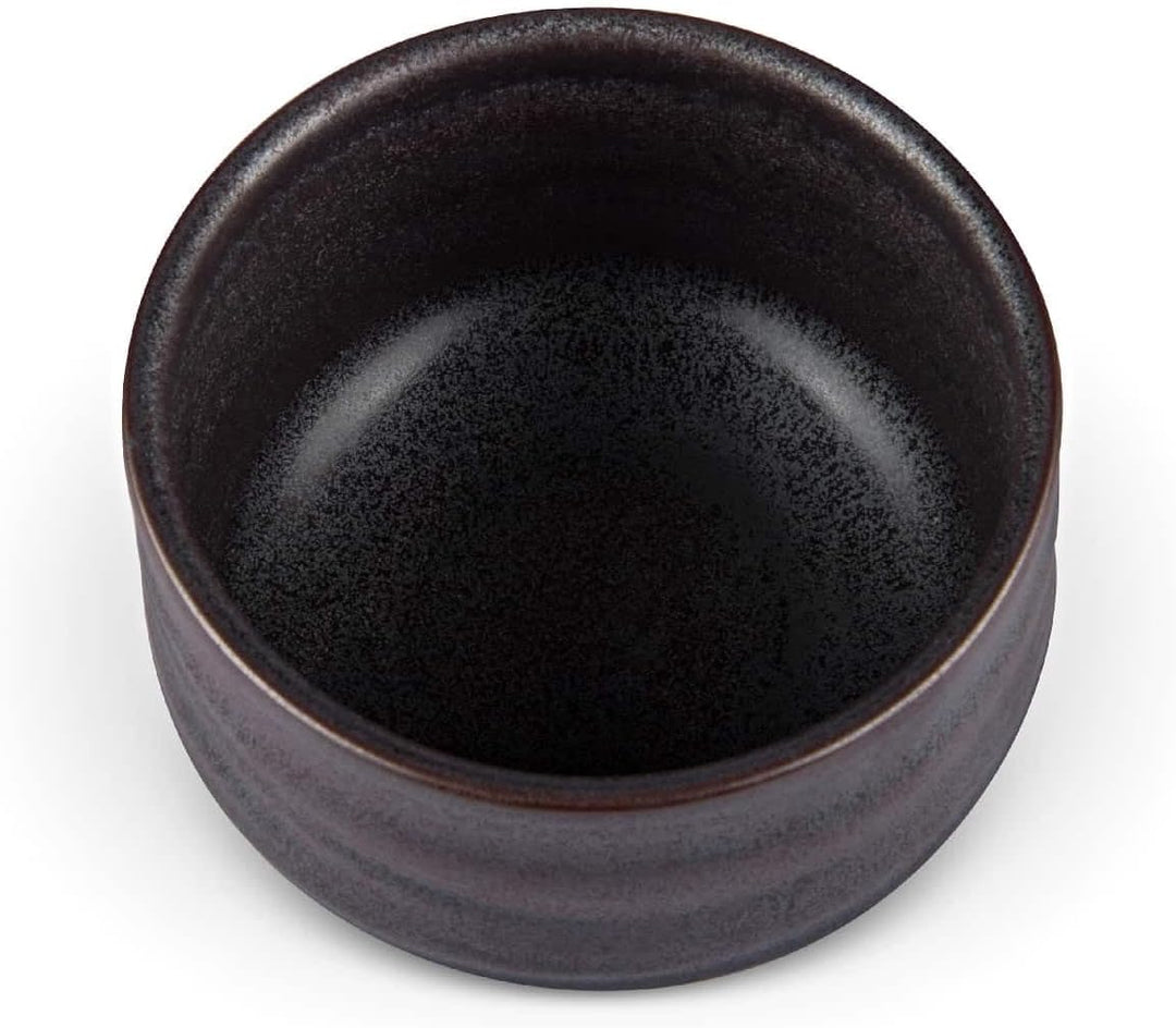 MAOCI - Matcha-Schale Chawan aus Porzellan 400ml dunkel handgefertigt - als Geschenkbox