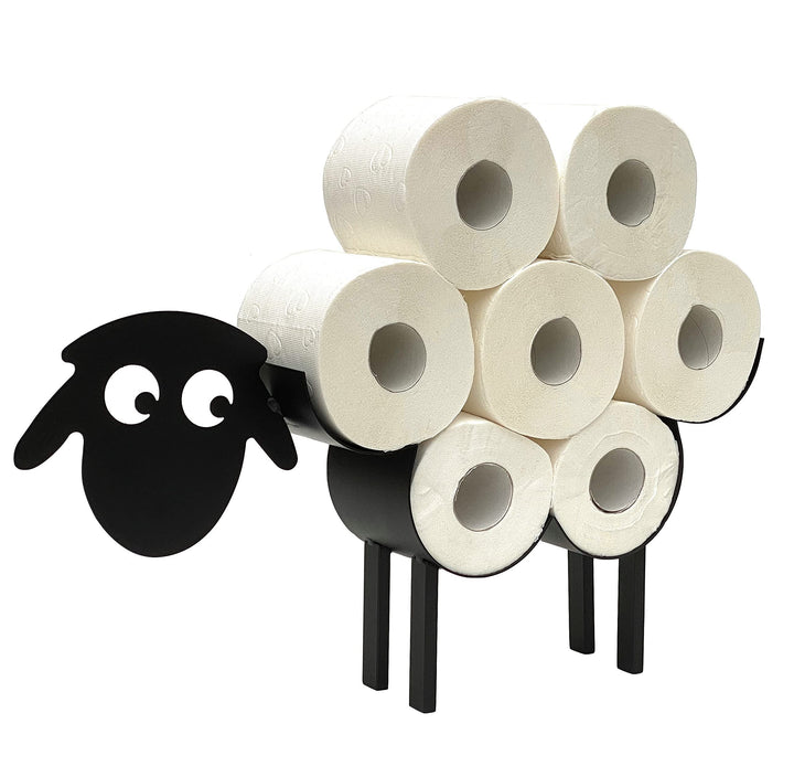 DanDiBo Toilettenpapierhalter Schwarz Metall Schaf 3.0 WC Rollenhalter Klopapierhalter Freistehend W