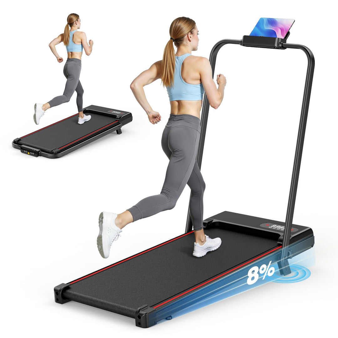 HomeFitnessCode Laufband Klappbar mit Neigung - Walking Pad für Zuhause Klein Laufpad mit Steigung W