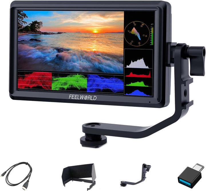 FEELWORLD FW568V3 DSLR Field Monitor 6 Zoll 3D LUT Waveform Vector Scope 1920x1152 4K HDMI Bildschir